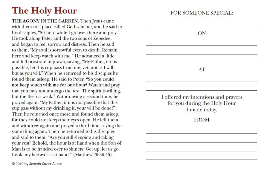 Holy Hour Prayer Card