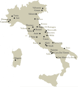 Carte: Miracles Eucharistiques d'Italie