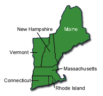 Image Map of the New England States - Click on a state or use the text links below